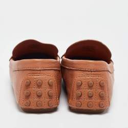 Pre Owned Tory Burch Brown Leather Kira Slip On Loafers Size 37.5