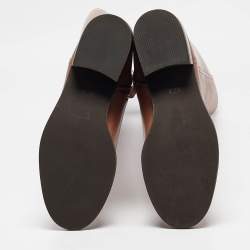 Pre Owned Tory Burch Brown Leather Knee Length Boots Size 37.5