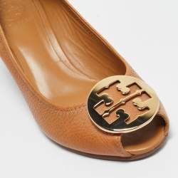 Tory Burch Brown Leather Sally 2 Wedge Pumps Size 39