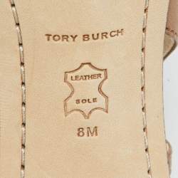 Pre Owned Tory Burch Brown Leather Georgia Slingback Pumps Size 38