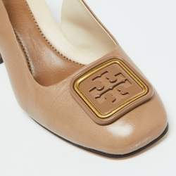 Pre Owned Tory Burch Brown Leather Georgia Slingback Pumps Size 38