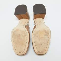 Pre Owned Tory Burch Brown Leather Georgia Slingback Pumps Size 38