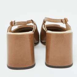 Pre Owned Tory Burch Brown Leather Georgia Slingback Pumps Size 38