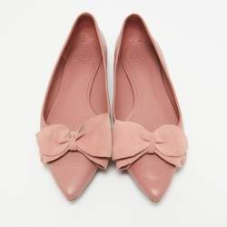 Tory Burch Pink Leather and Suede Ballet Flats Size 36.5