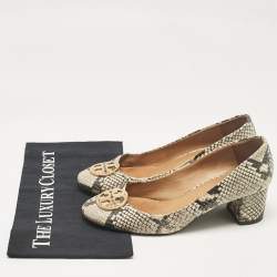Pre Owned Tory Burch Multicolor Python Embossed Leather Chelsea Block Heel Pumps Size 38.5