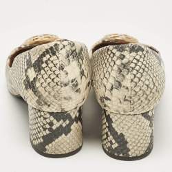 Pre Owned Tory Burch Multicolor Python Embossed Leather Chelsea Block Heel Pumps Size 38.5