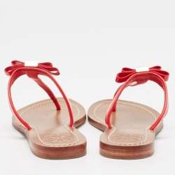 Tory Burch Red Patent Leather Flat Sandals Size 36.5