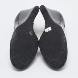 Tory Burch Black Patent Leather Wedge Pumps Size 38