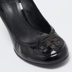 Tory Burch Black Patent Leather Wedge Pumps Size 38