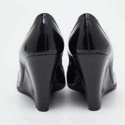 Tory Burch Black Patent Leather Wedge Pumps Size 38