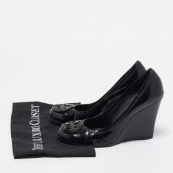 Tory Burch Black Patent Leather Wedge Pumps Size 38