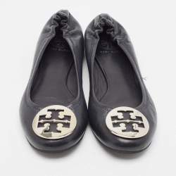 Tory Burch Navy Blue Leather Reva Ballet Flats Size 39