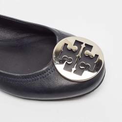 Tory Burch Navy Blue Leather Reva Ballet Flats Size 39