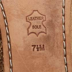 Pre Owned Tory Burch Metallic Textured Leather Embellished Flower Applique Scrunch Ballet Flats Size 38