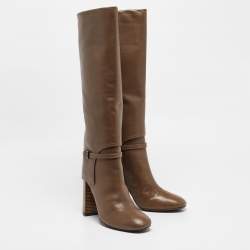 Tory Burch Olive Green Leather Faye Knee Length Boots Size 40