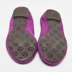 Tory Burch Pink Metallic Leather Reva Scrunch Ballet Flats Size 41