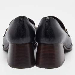 Pre Owned Tory Burch Black Leather Perrine Loafer Pumps Size 40.5