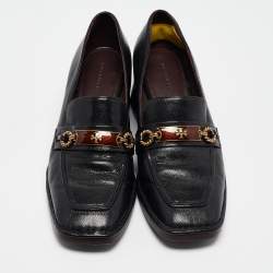 Pre Owned Tory Burch Black Leather Perrine Loafer Pumps Size 40.5