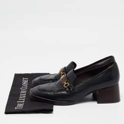 Pre Owned Tory Burch Black Leather Perrine Loafer Pumps Size 40.5