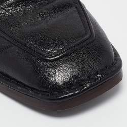 Pre Owned Tory Burch Black Leather Perrine Loafer Pumps Size 40.5