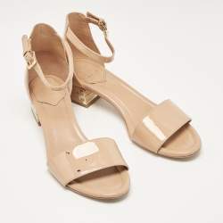 Tory Burch Beige Patent Leather Finley Sandals Size 39