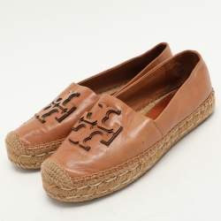 Tory Burch Brown Leather Espadrille Flats Size 37