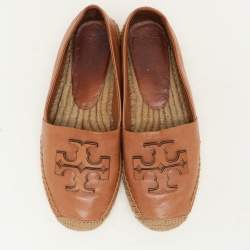 Tory Burch Brown Leather Espadrille Flats Size 37