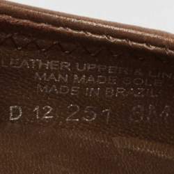 Pre Owned Tory Burch Brown Leather Reva Scrunch Ballet Flats Size 38.5