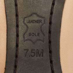 Pre Owned Tory Burch Beige/Black Leather Scrunch Ballet Flats Size 38