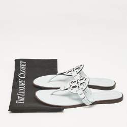 Pre Owned Tory Burch Light Blue Leather Miller Thong Flats Size 39