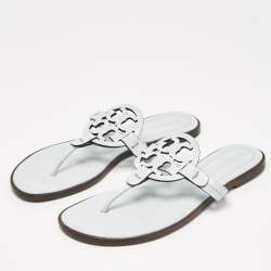 Pre Owned Tory Burch Light Blue Leather Miller Thong Flats Size 39