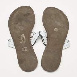 Pre Owned Tory Burch Light Blue Leather Miller Thong Flats Size 39