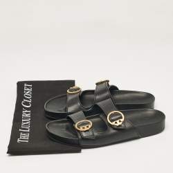 Tory Burch Black Leather Slides Size 38