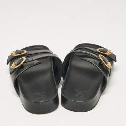 Tory Burch Black Leather Slides Size 38