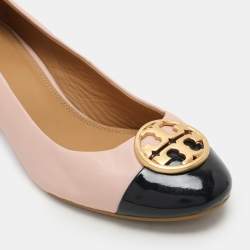 Tory Burch Pink Leather Patent Leather Chelsea Block Heel Pumps 40