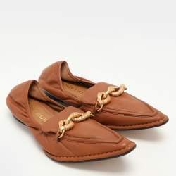 Tory Burch Brown Leather Jessa Loafers 37