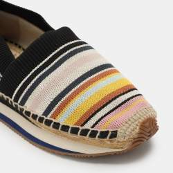 Tory Burch Multicolor Stretch Fabric Daisy Logo Espadrille Slip On Sneakers 37