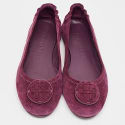 Tory Burch Purple Suede Minnie Travel Ballet Flats Size 39