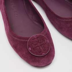 Tory Burch Purple Suede Minnie Travel Ballet Flats Size 39