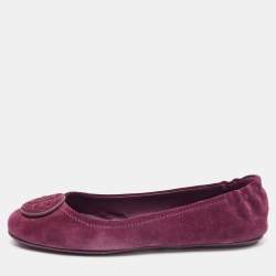 Tory Burch Purple Suede Minnie Travel Ballet Flats Size 39