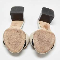 Pre Owned Tory Burch Off White Canvas Ines Slide Sandals Size 40