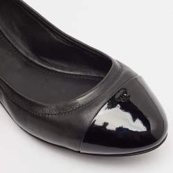 Pre Owned Tory Burch Black Patent and Leather Shelby Ballet Flats Size 38.5