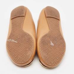Pre Owned Tory Burch Brown Leather Reva Ballet Flats Size 38