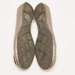 Tory Burch Metallic Snakeskin Embossed Leather Minnie Ballet Flats Size 39.5