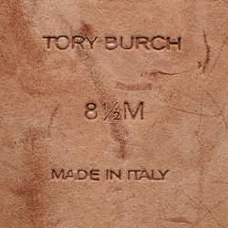 Pre Owned Tory Burch Cream Leather and Embossed Snakeskin Slingback Pumps Size 39