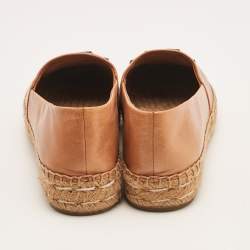 Pre Owned Tory Burch Brown Leather Ines Espadrille Flats Size 37