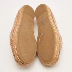 Pre Owned Tory Burch Brown Leather Ines Espadrille Flats Size 37