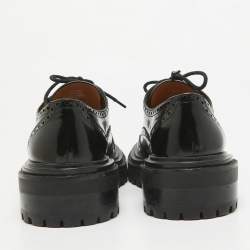 Pre Owned Tory Burch Black Leather Lace Up Derby Size 38