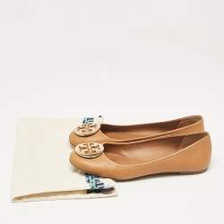 Tory Burch Brown Leather Reva Ballet Flats Size 39.5