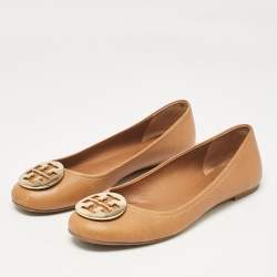 Tory Burch Brown Leather Reva Ballet Flats Size 39.5
